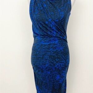 Helmut Lang Jersey Blue Patterned Sleeveless Dress